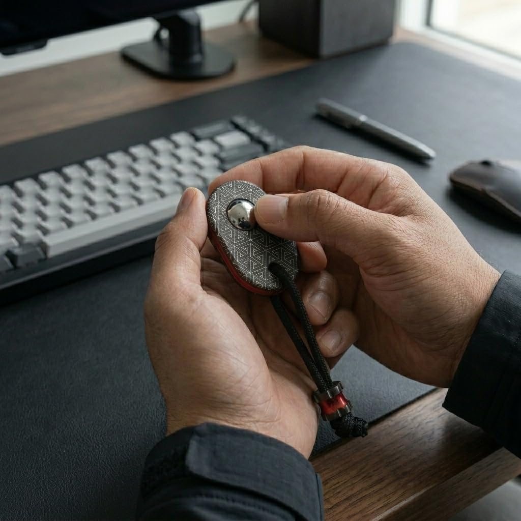 Roller Scroller in hand at a desk